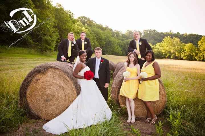 What should the groomsman wear to match a canary yellow bridesmaid dress?