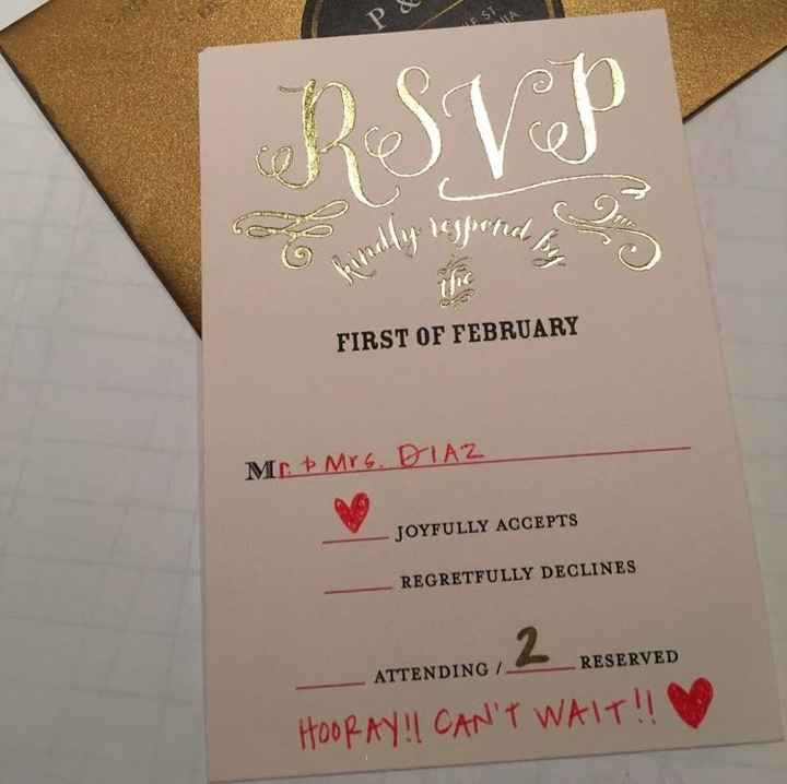 RSVP cards - Mom is not a fan of "_seats reserved in your honor"