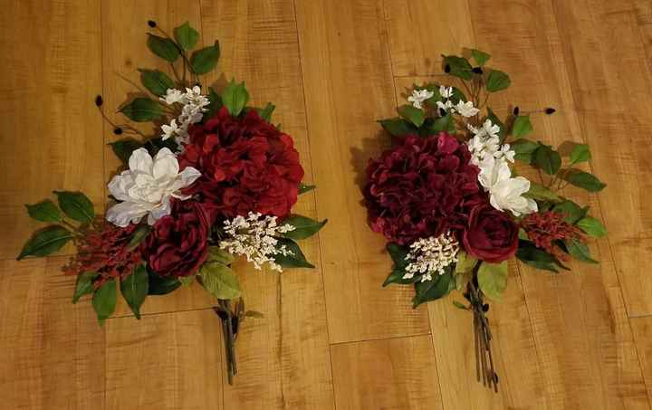 Faux florals for wedding arch complete!