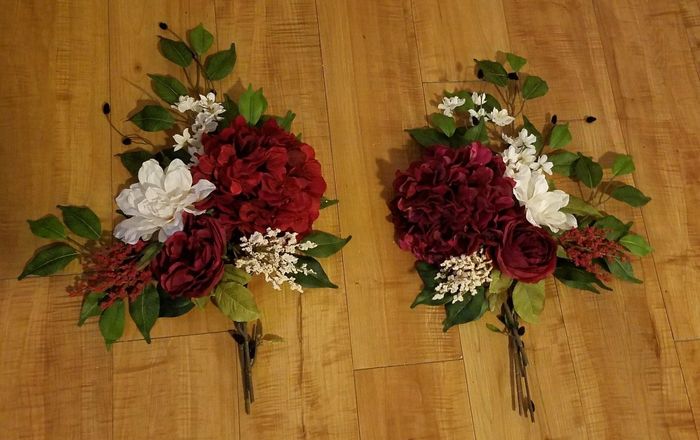 Faux florals for wedding arch complete!