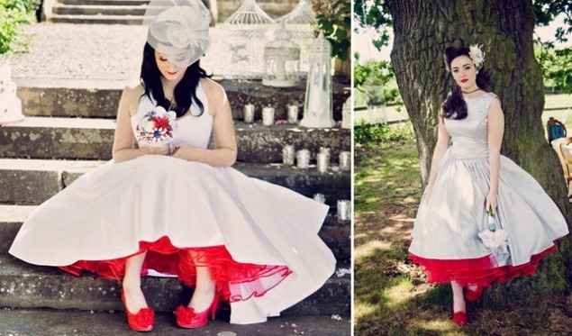 Wedding dress with color accents
