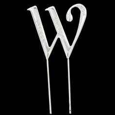 Plain silver/stainless steel monogram cake topper