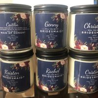 Candles with stickers on them