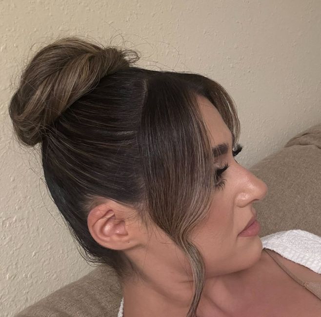 Need to decide on hair style, so confused after doing my trial to do this high bun look or an open hair style. Your feedback is appreciated! 2