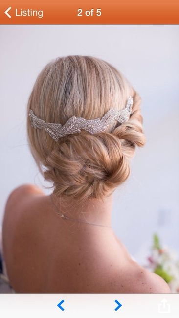 Headpiece hairstyle with dress pics included