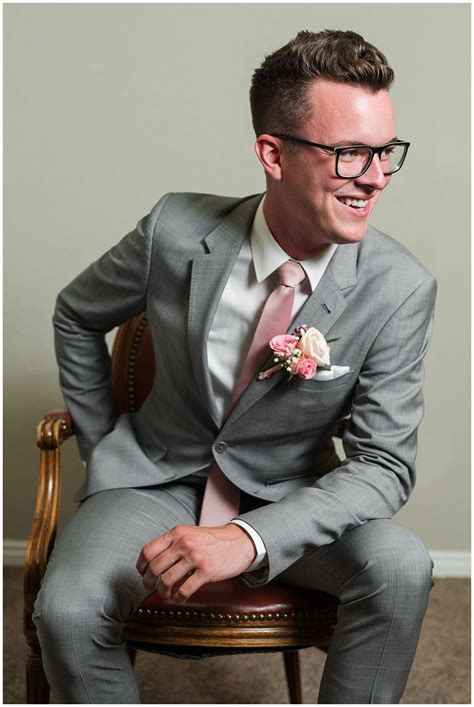 Grey tux pink tie sales