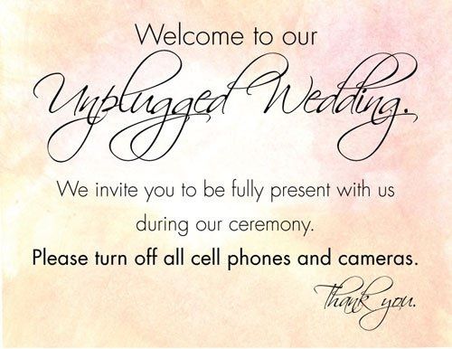 Cell phones/photos at weddings