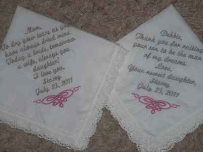 Giving personalized hankies to the moms....need your help.