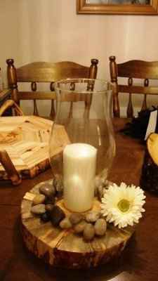 Our centerpices, table card holders, and cake platter!  Pics!