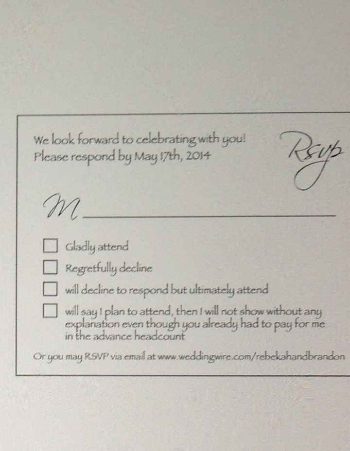 Please show me your RSVP cards!