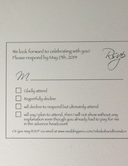 Please show me your RSVP cards!