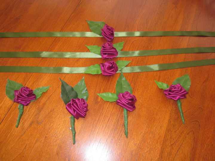 DIY ribbon rose boutineer and corsage PICS! *update* No hot glue!