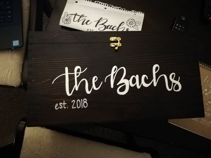 Writing on wooden card box - 1
