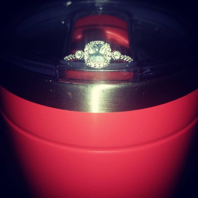 My beautiful ring on my coral cup!