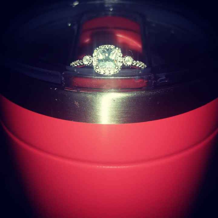 My beautiful ring on my coral cup!