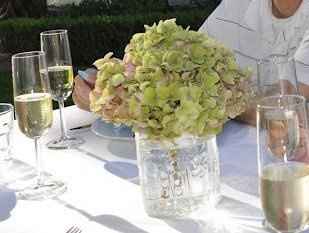 Hydranga and mason jars? Flowers?