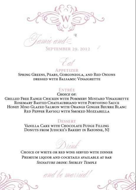 Menu Proofs are in (PIC!) Does the wording sound like we have a cash bar?