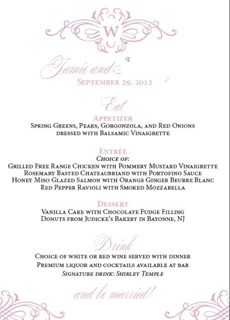 Menu Proofs are in (PIC!) Does the wording sound like we have a cash bar?