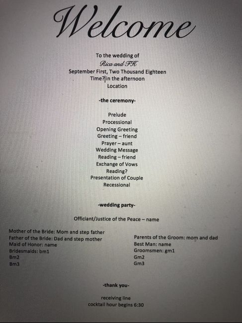 Ceremony programs - what did you include? 2