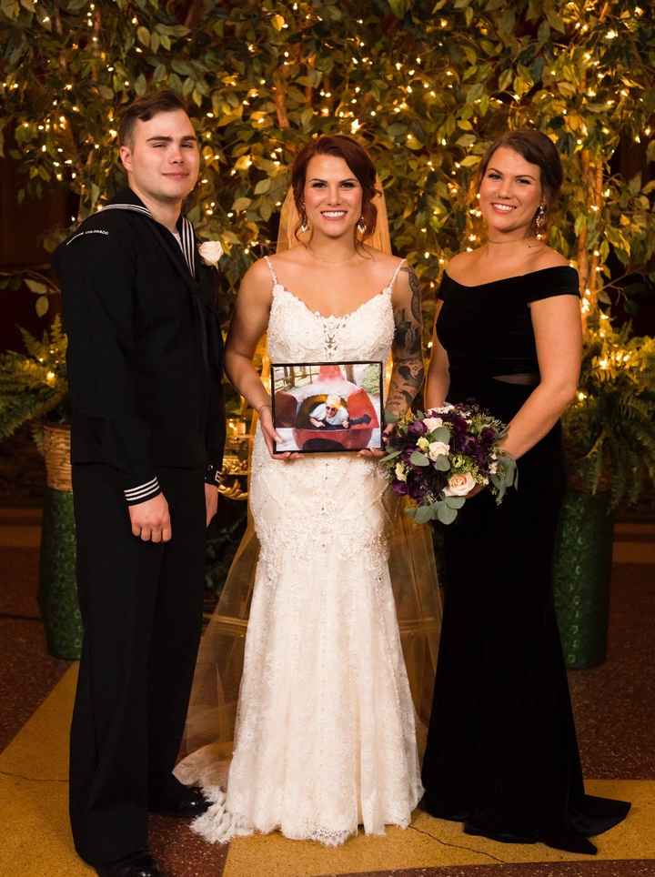 My twin (MOH) and brother with the picture of our daddio.