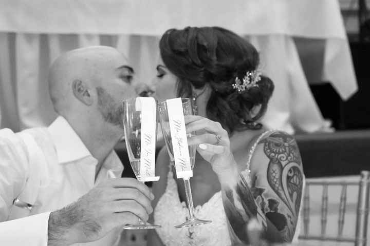 Our champagne glasses and scrolls with my new name 