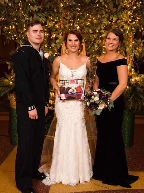 My twin (MOH) and brother with the picture of our daddio.