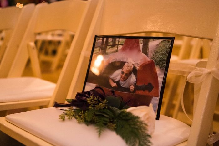 My dad's picture on his reserved seat.