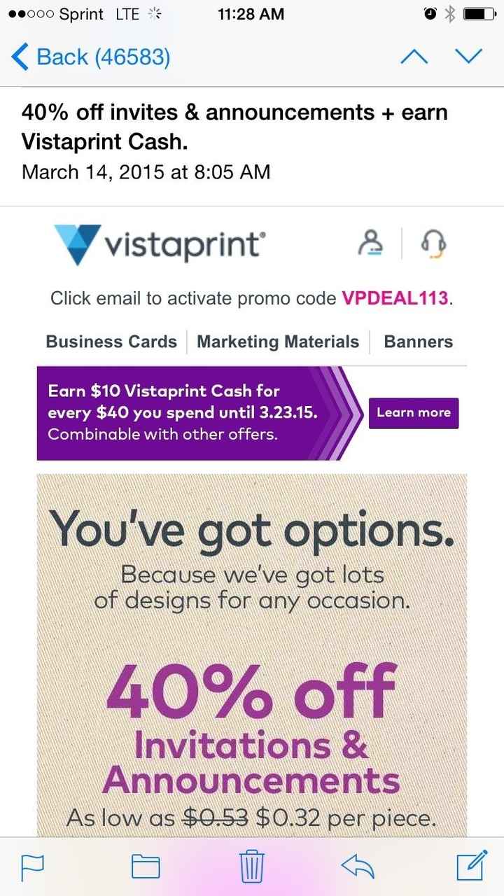 PSA 40% off Vistaprint until 3/23/15