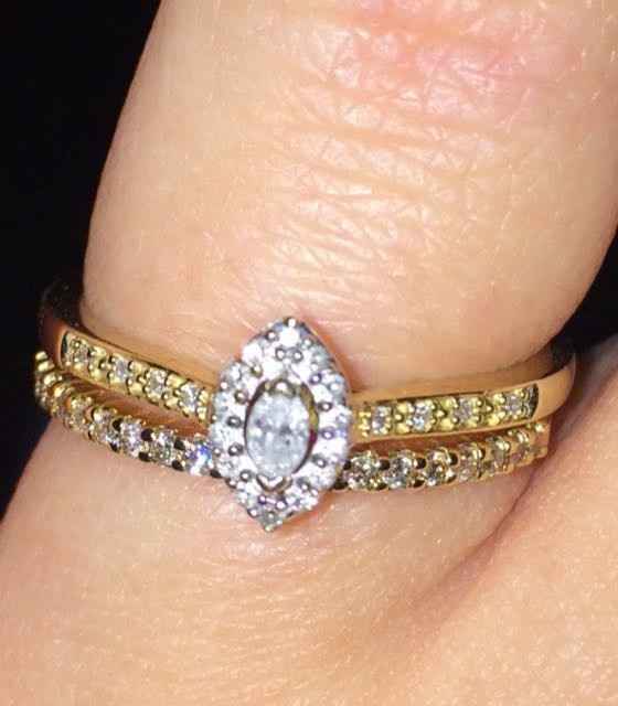 Stacked wedding bands.