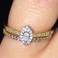 Stacked wedding bands.