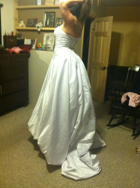 Getting train taken off of dress...