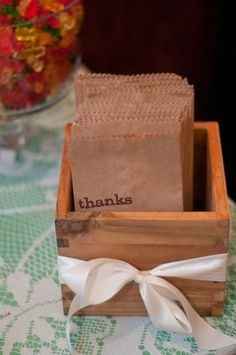 Can you show me your guests candy bar bags or containers