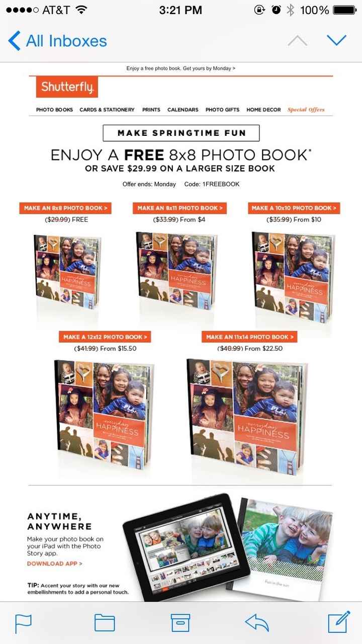 PSA- Free Photobook Offer from Shutterfly!