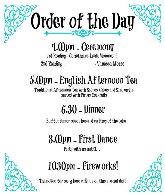 Wedding Programs for entire day?
