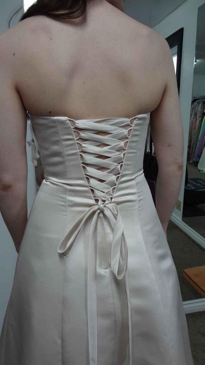 Lace up back of dress