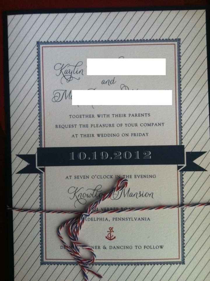 *PIC* DIY wedding invites (My sis's Red White & Blue Wedding 10/19/12)