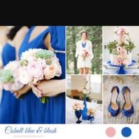 Blush wedding Dress with Blue Bridesmaids?