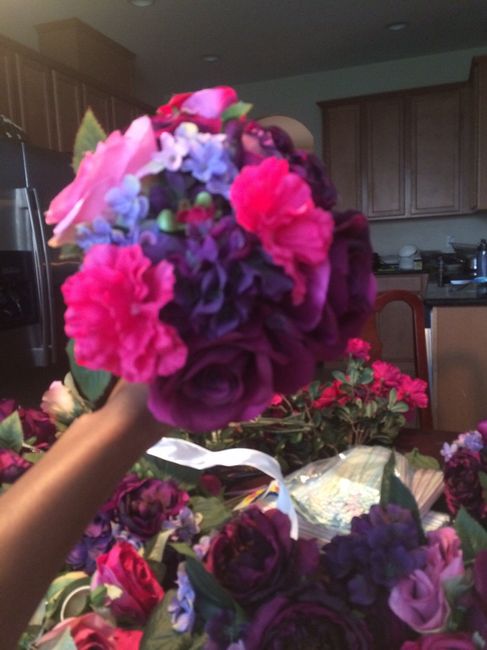 My DIY silk bouquets. Bling handles.