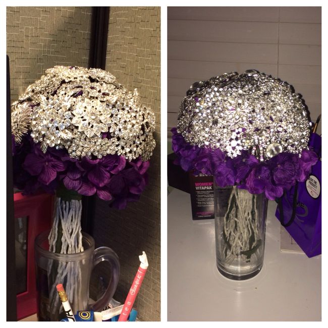 To everyone who helped with my brooch bouquet yesterday. I redid it.  Before and After Pic!