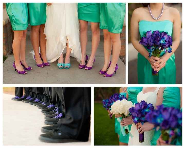 HELP PLEASE!!!( Teal and Purple bridesmaid dresses)