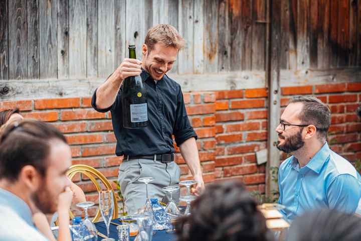 The groom at the engagement party
