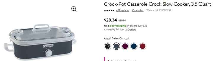 Crockpot 3.5 Quart Rectangular Casserole Slow Cooker In Charcoal : Target