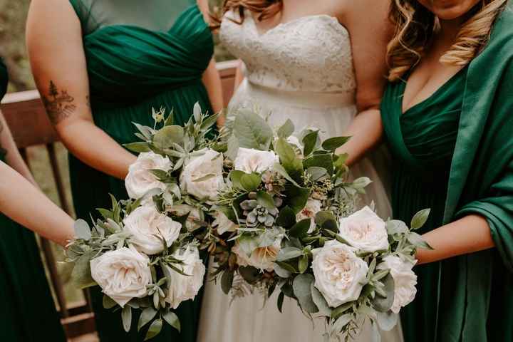 Our gorgeous bouquets with blush roses & succulents (Photo by Katie Ruther)