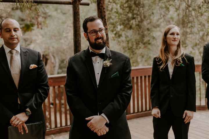 My husband, waiting for me to walk the aisle (Photo by Katie Ruther)