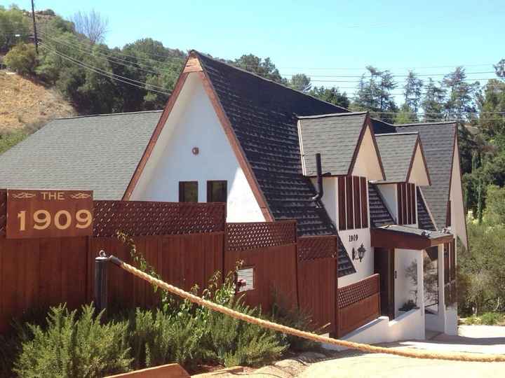 The main building, which holds the bridal suite, kitchen, lounge, restrooms, and dance floor!
