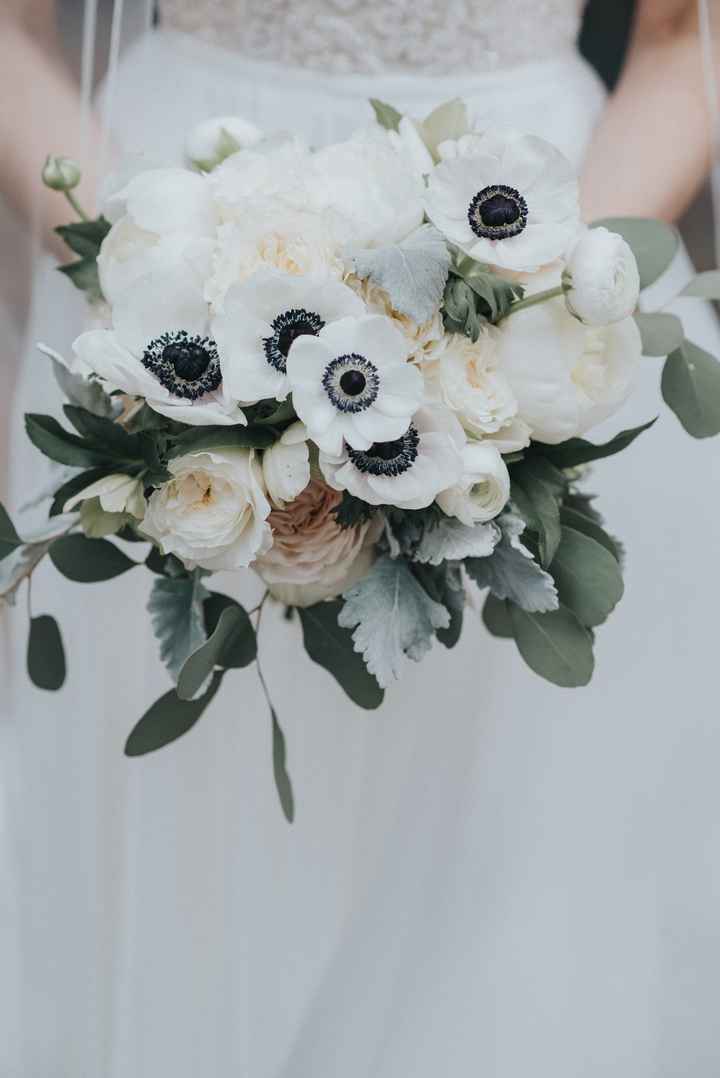 Bouquet with blush wedding dress