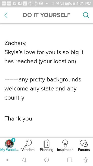 Help- searching for bride that wants notes for her fiancee 1