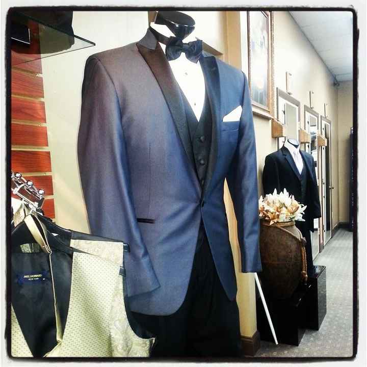 what is your groom going to wear? when did he start shopping?