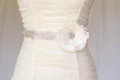 Blinged belt with Dress or sash with Flower.
