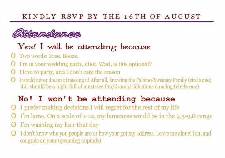 Unusual rsvp cards